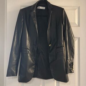Zara black leather jacket